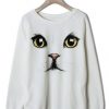 Cat Face White Colour Hoodie