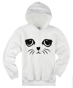 Cat Face White Hoodie