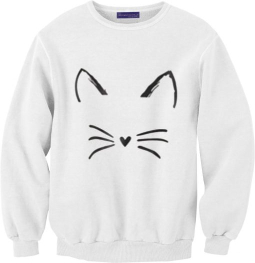Cat White Sweatshirt