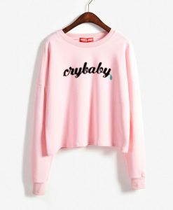 Cry Baby Pink Crop Sweatshirts