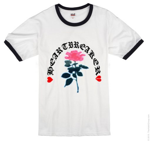 Heartbreaker flower Ringer Black T-shirt