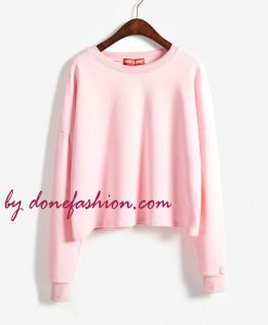 Pink Crop top cut styles sweatshirts