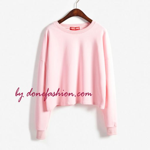 Pink Crop top cut styles sweatshirts