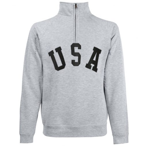 USA Half Zipper Grey Sweatshirts