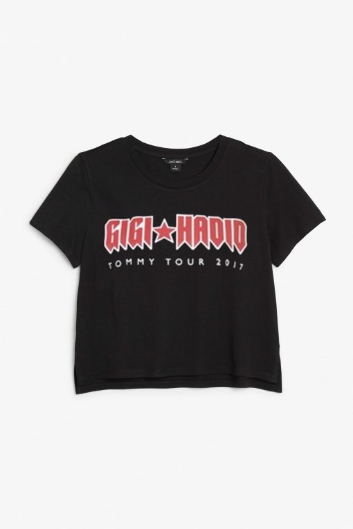gigi hadid black crop  tshirt