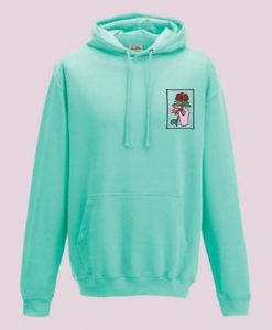 rose hand blue mint hoodie