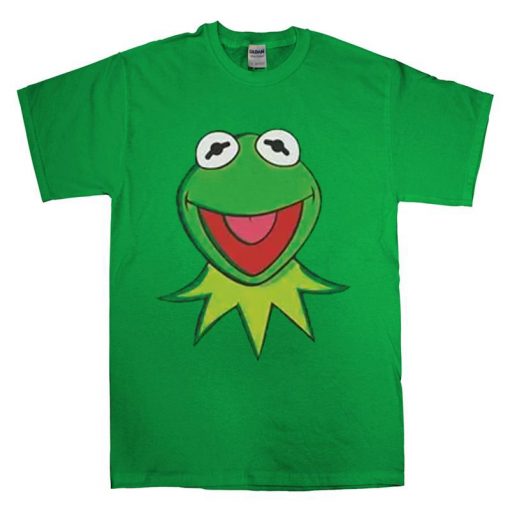 The Muppets Kermit the Frog Face and Collar Adult Green T-shirt