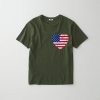 4th of July Heart American Flag Design Unisex T shirts