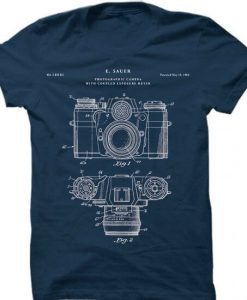 Camera Patent Blue Navy T Shirt
