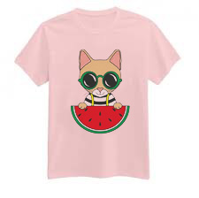 Cat Watermelon Unisex Short Sleeve PINK Tee