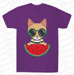 Cat Watermelon Unisex Short Sleeve PURPLE Tee