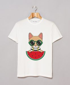 Cat Watermelon Unisex Short Sleeve WHITE Tee