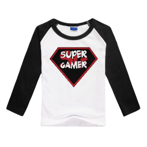 SUPER GAMER BLACK RINGER RAGLAN T SHIRTS