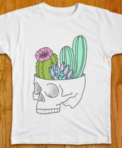 summer Cactus Skull White Tees