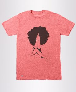 Afro woman Praying pink maroon T-shirt