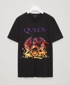 QUEEN Bohemian Rhapsody Black GRADIENT Crest T Shirt