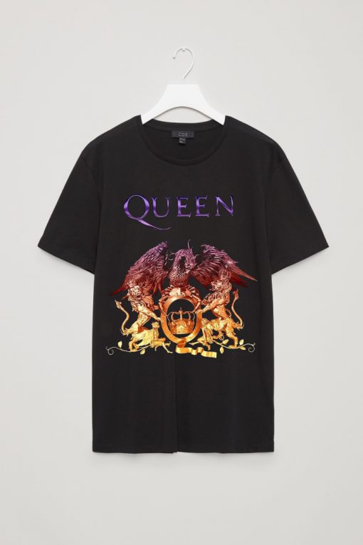QUEEN Bohemian Rhapsody Black GRADIENT Crest T Shirt