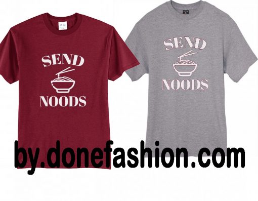 send Noods maroon and grey shirt