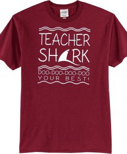 Teacher Shark Short Sleeve Unisex Maroon T-Shirt