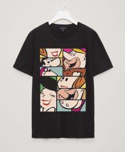 The Flintstones Cartoon Squares Kids' T-Shirt - Black