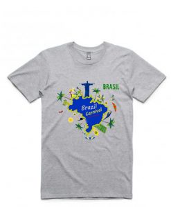 Brasil Hommes Impression Grey Tshirts