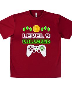 Funny 9 Year Old Gamer Birthday Red Maroon T-Shirt