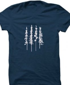 Skinny Pine Trees Blue Donker T-Shirt