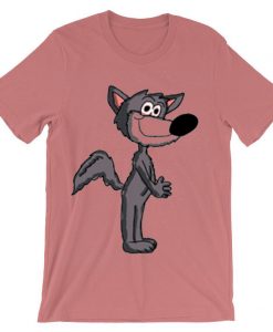 Cartoon Wolf T Shirt Pink