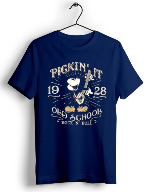 Disney Mickey Mouse Old School Rock N’ Roll T Shirt Blue Navy