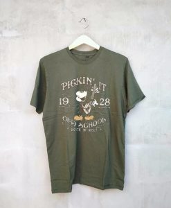 Disney Mickey Mouse Old School Rock N’ Roll T Shirt Green Army