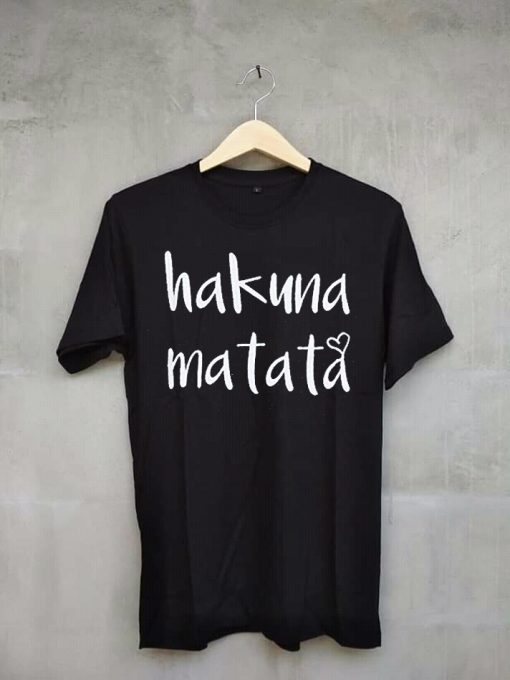 EGELEXY Hakuna Matata Letter Printed BlackShirt