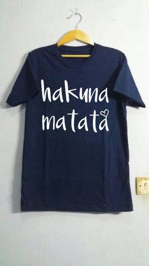 EGELEXY Hakuna Matata Letter Printed Blue Navy Shirt