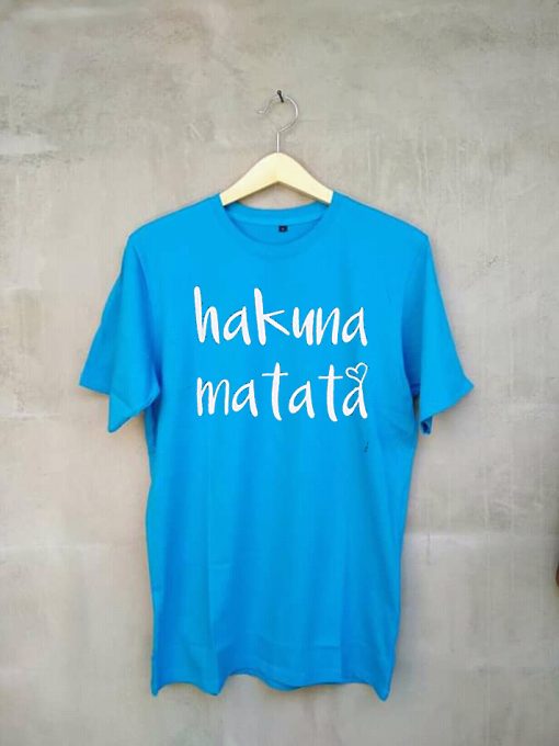 EGELEXY Hakuna Matata Letter Printed Blue Shirt