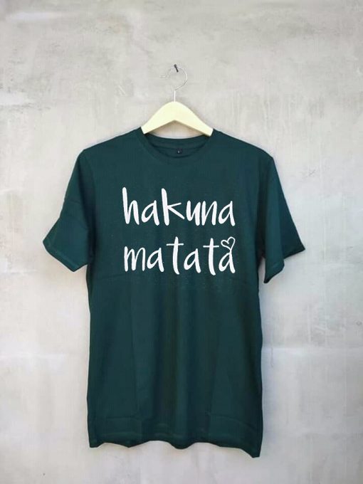 EGELEXY Hakuna Matata Letter Printed Green Shirt