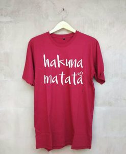 EGELEXY Hakuna Matata Letter Printed Red Shirt