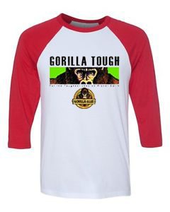 Gorilla Tough white baseball red sleeves shirts