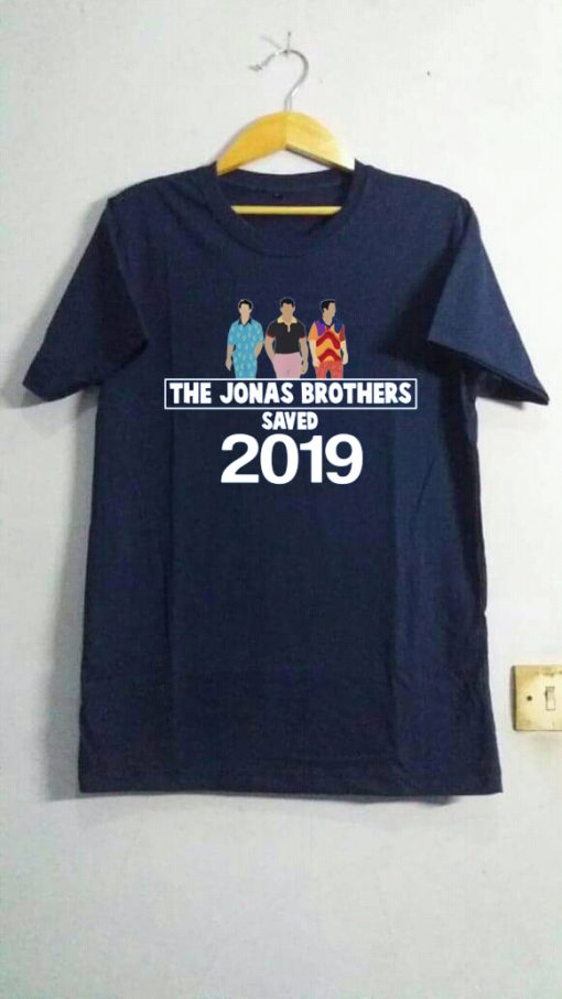 Jonas Brothers present happiness being 2019 blue navy shirt