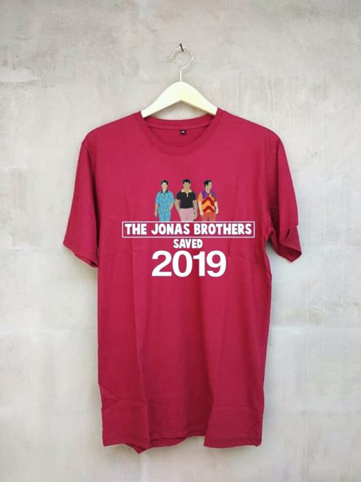 Jonas Brothers present happiness being 2019 maroon shirt