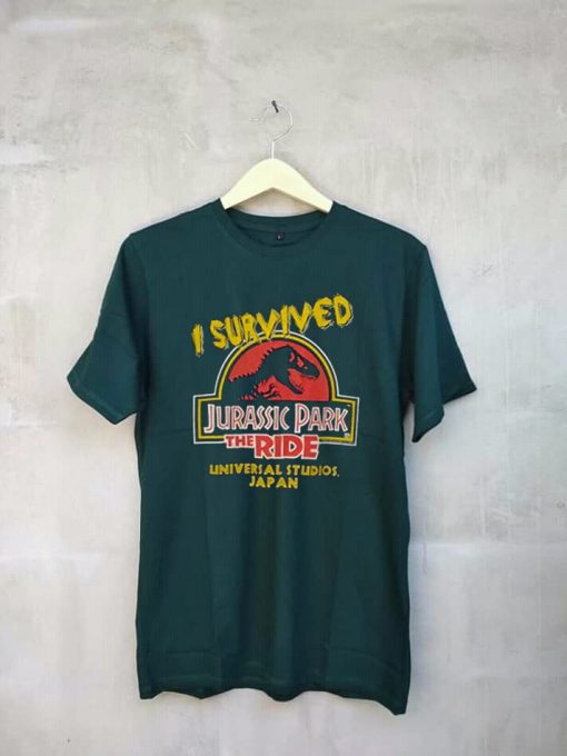 Jurassic Park Movie Universal Studios Unisex Green T shirts