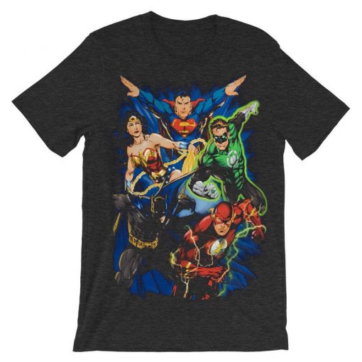 Justice League Original Action styels Grey Asphalt T Shirt