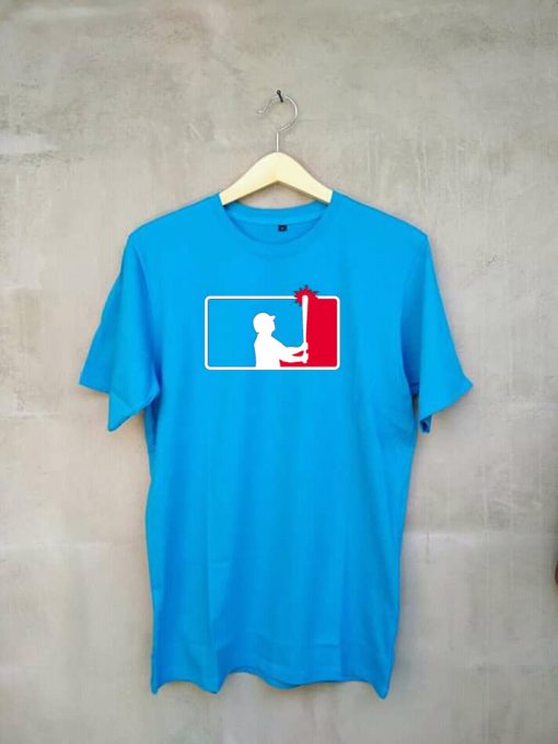 New York Baseball Team Fan T Neon Blue Shirt