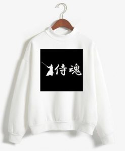 Samurai Japanese Kanji Hiragana White Sweatshirts