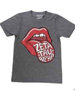 ZTA Zeta Tau Alpha Retro Vintage T-Shirt Grey Asphlat