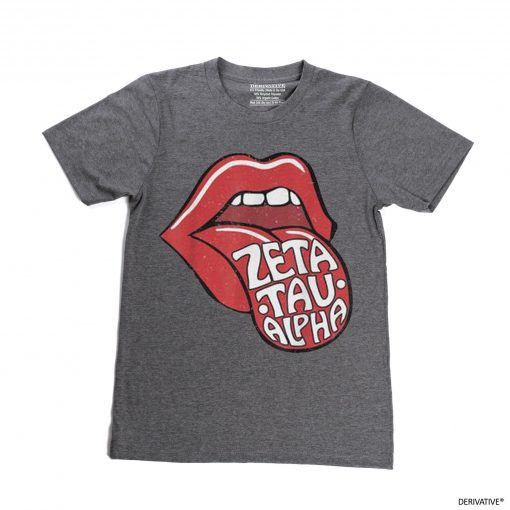 ZTA Zeta Tau Alpha Retro Vintage T-Shirt Grey Asphlat