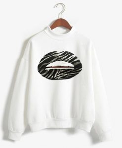 Zebra Lips white unisex sweatshirts