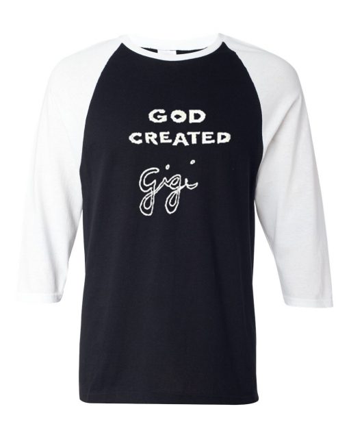 god created gigi black white sleeves baseball t shirts