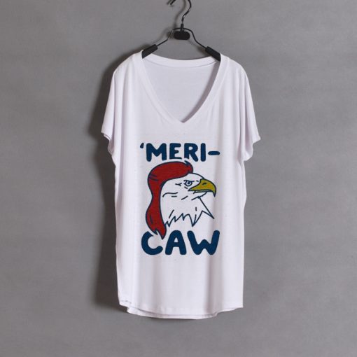 merry claw woman wide v neck white tees