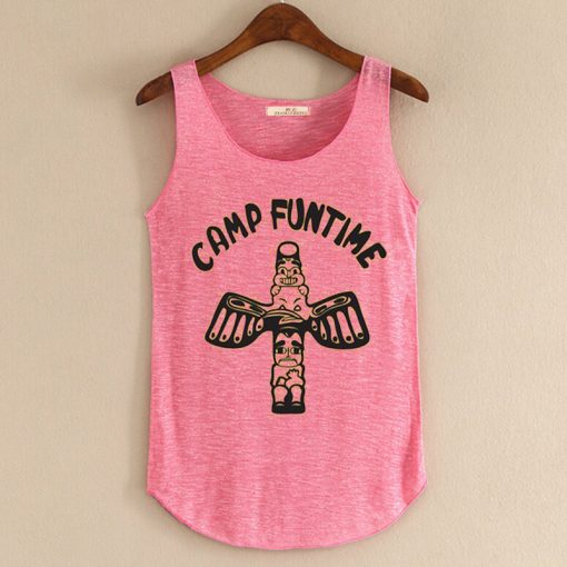 Camp Funtime pink tank top