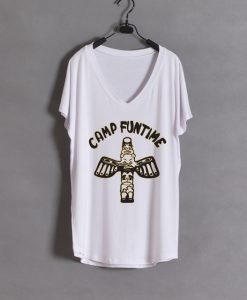 Camp Funtime wide v neck woman whitet shirts