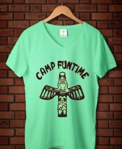 Camp Funtime yellow woman V neck green mint t shirts
